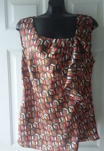 Worthington Women's Brown Red Geometric Print Tank